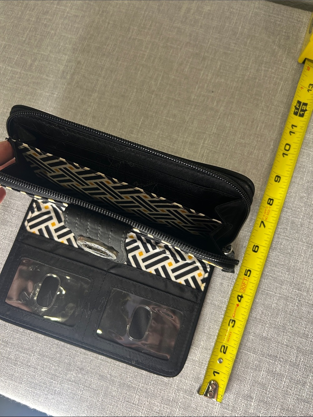 Vera Bradley Black Quilted Zip-Around Wallet with Turn-Lock Closure - Picture 6 of 10